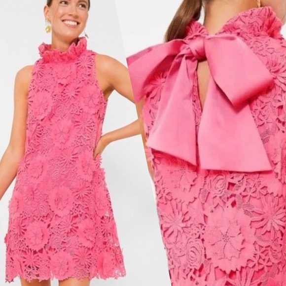 Tuckernuck Dresses & Skirts - Tuckernuck Pink Hibiscus Guipire Lace Blythe Dress Size Small